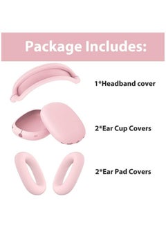 Fegishilly Case Cover Compatible with AirPods Max, Anti-Scratch Ear Pad Covers/Ear Cups Cover/Headband Cover for AirPods Max, Silicone Shockproof Accessories Cover Protector for AirPods Max (PINK)