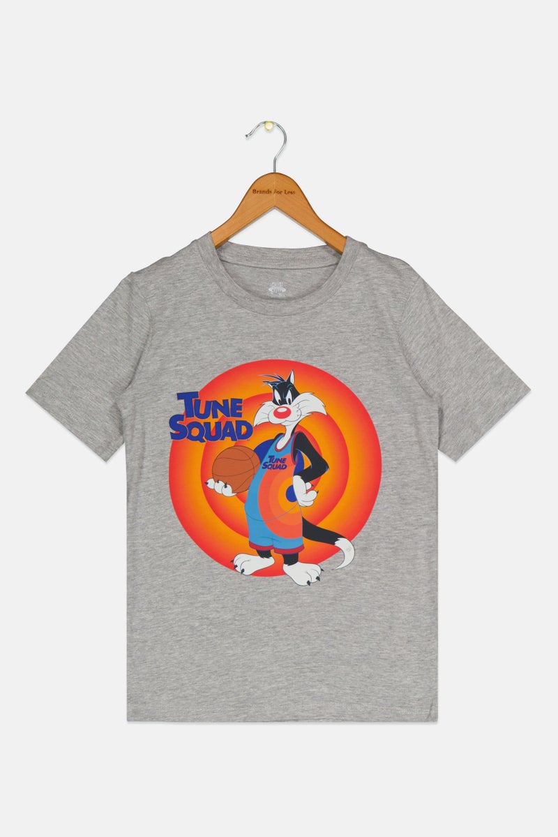 Space Jam Kids Boy Crew Neck Short Sleeve Graphic Print T-Shirt, Grey - Image 1