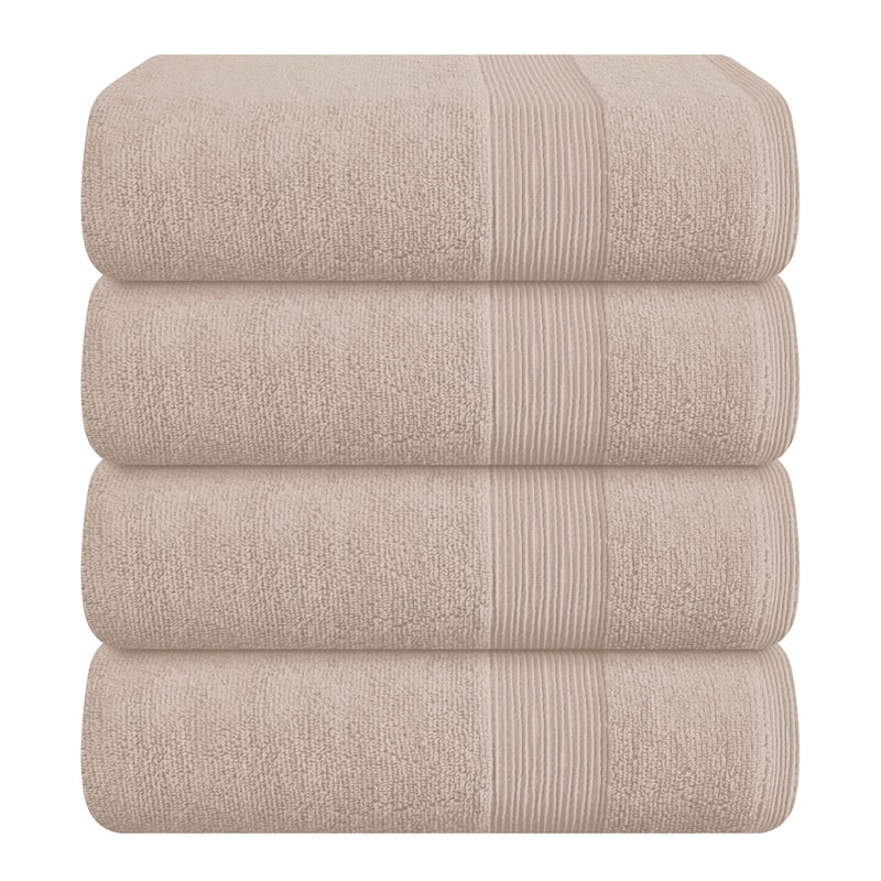 Belizzi Home Belizzi Home 4 Pack Bath Towel Set 27x54 100 Ring Spun Cotton Ultra Soft Highly Absorbent Machine Washable Hotel Spa Quality Bath Towels for Bathroom 4 Bath Towels Tan 