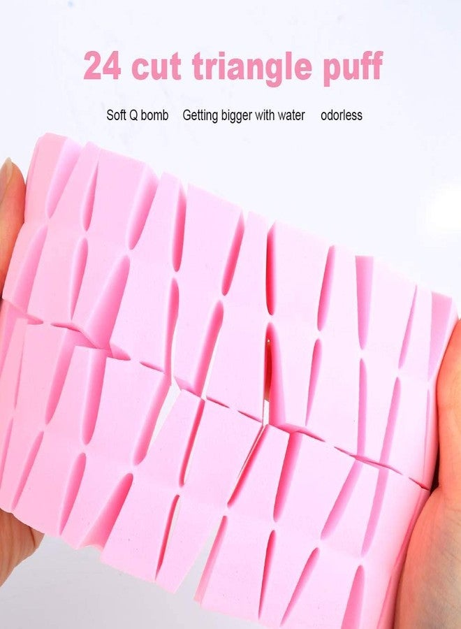 Simxen إسفنجة مكياج سيمكسن لمكياج البودرة مجموعة إسفنجات مثلثة الشكل 24 قطعة إسفنجة مثلثة صغيرة رطبة وجافة نبيذي - Image 5