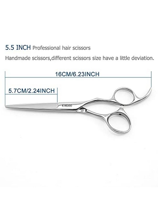 KINSARO مقص شعر احترافي مقاس 5.5 بوصة مقص حلاق مقص قص شعر مقص قص شعر مقص تصفيف شعر مقص شعر 440C بفتحة عمياء وحافة محدبة - Image 4