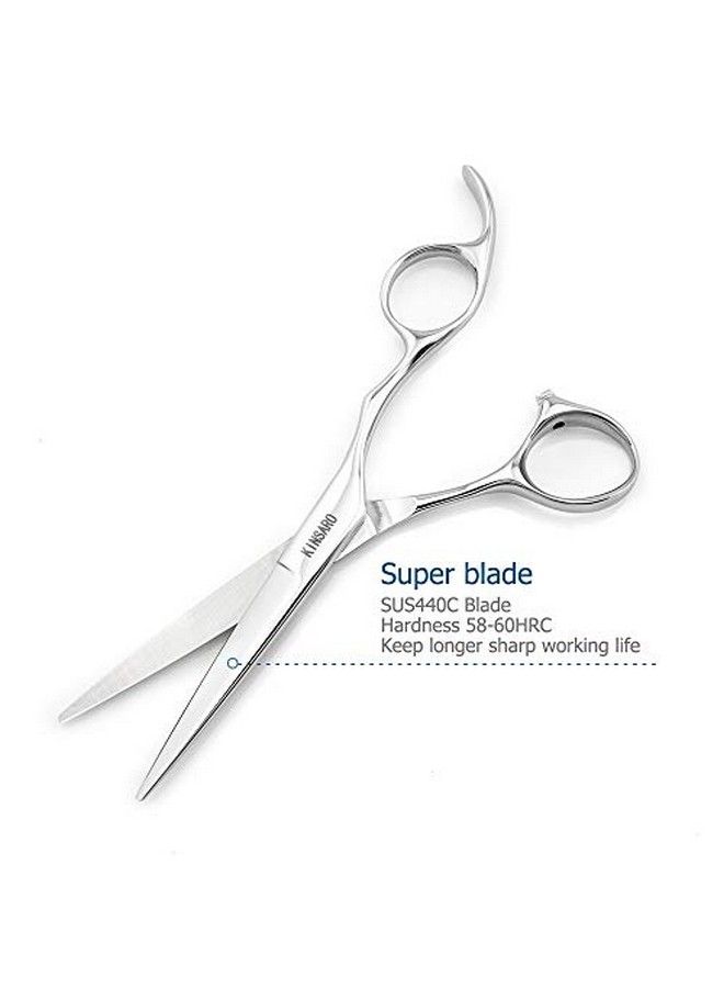 KINSARO مقص شعر احترافي مقاس 5.5 بوصة مقص حلاق مقص قص شعر مقص قص شعر مقص تصفيف شعر مقص شعر 440C بفتحة عمياء وحافة محدبة - Image 5