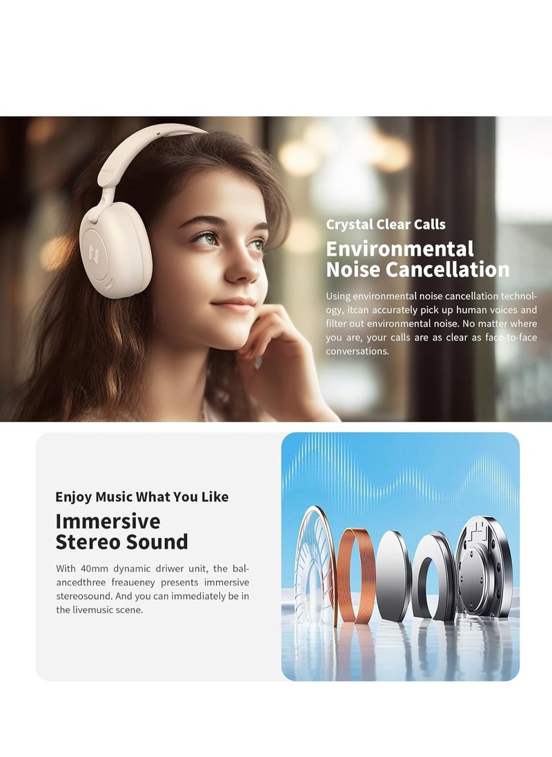 havit Hybrid Active Noise Cancelling Wireless Over-Ear Headphones, Bluetooth V5.3 with Low Latency Game Mode, Dual Device Connection, 76 Hours Battery Life, 40mm Dynamic Drivers, Deep Bass, Crystal Clear Audio, Comfortable Fit, Ideal for Gaming, Music, and Calls, Premium Sound Quality Over-Ear Headset (Blue)  - Image 4