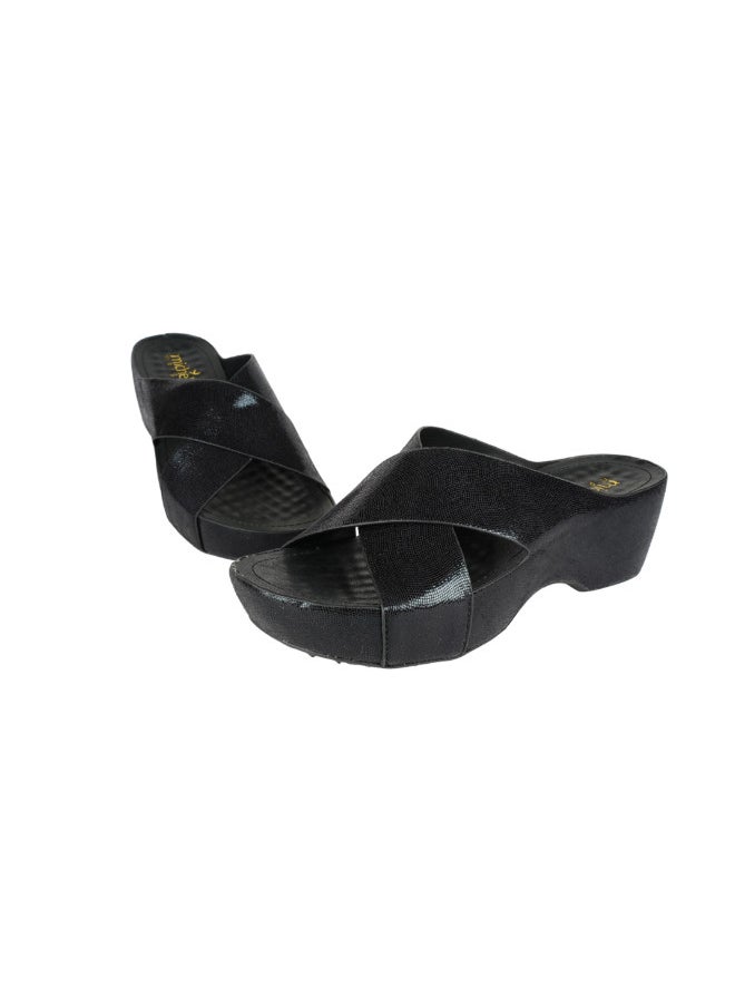 Michelle Morgan - 092-2762 Michelle Morgan Ladies Wedge Heel Sandals 214RJ955 Black - Image 1