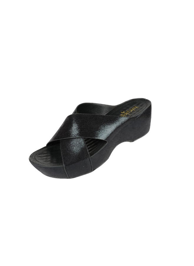 Michelle Morgan - 092-2762 Michelle Morgan Ladies Wedge Heel Sandals 214RJ955 Black - Image 1