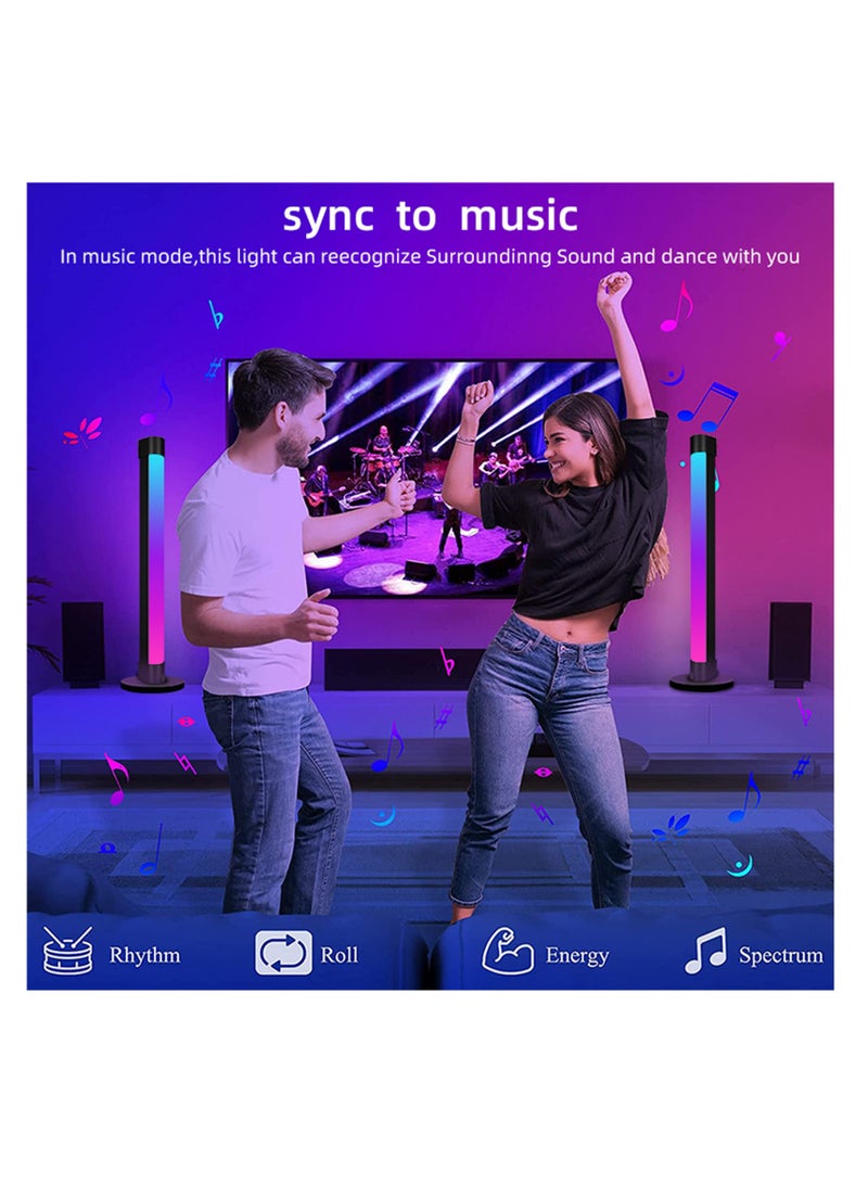 2Pcs RGB Floor Lamp for Living Room APP Smart Music Sync Color Changing LED Lights Bedroom Colorful Decoration Lamp Soft Mood Lighting Dimmable with Remote Control Black 32.5x6 cm - Image 5