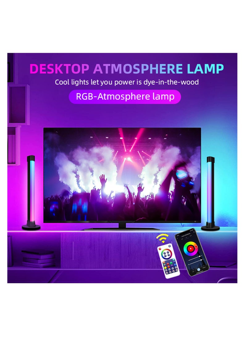 2Pcs RGB Floor Lamp for Living Room APP Smart Music Sync Color Changing LED Lights Bedroom Colorful Decoration Lamp Soft Mood Lighting Dimmable with Remote Control Black 32.5x6 cm - Image 4