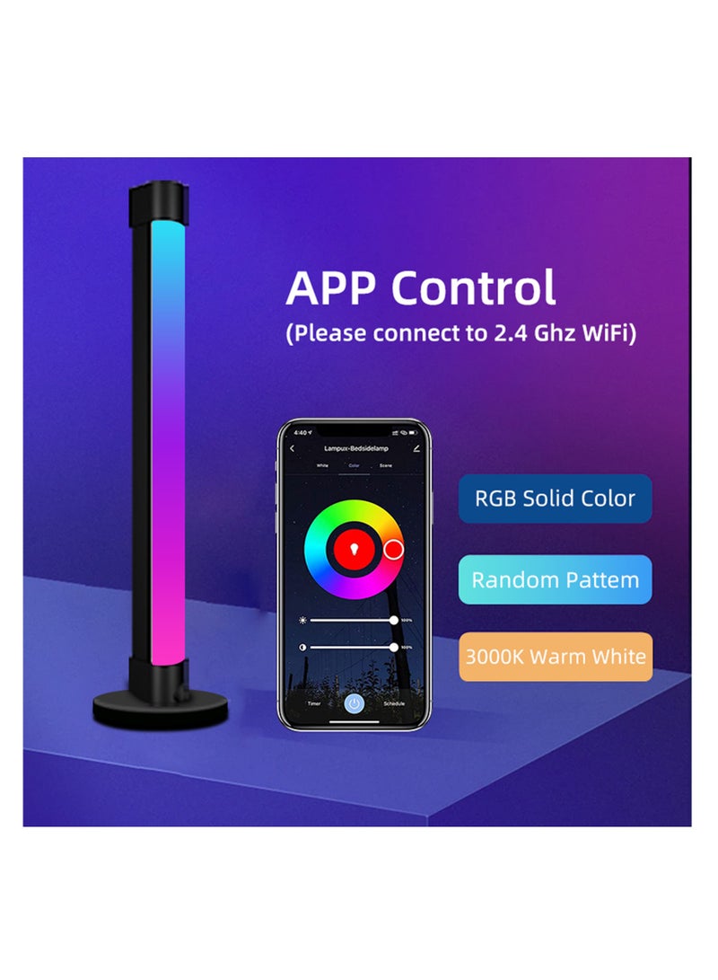 2Pcs RGB Floor Lamp for Living Room APP Smart Music Sync Color Changing LED Lights Bedroom Colorful Decoration Lamp Soft Mood Lighting Dimmable with Remote Control Black 32.5x6 cm - Image 3