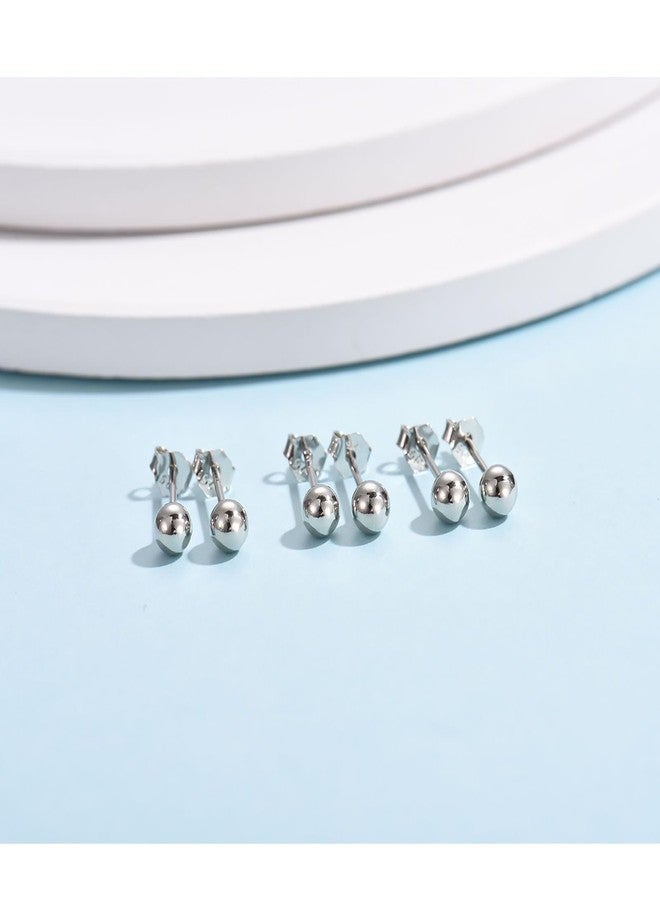 LYTOPTOP Sterling Silver Round Ball Stud Earrings for Women Men, 3 Pairs Hypoallergenic Small Tiny Stud Earring Set (Diameter 2mm) - Image 5