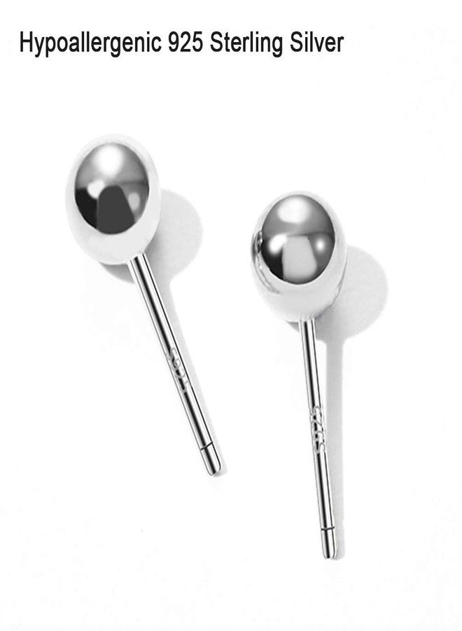 LYTOPTOP Sterling Silver Round Ball Stud Earrings for Women Men, 3 Pairs Hypoallergenic Small Tiny Stud Earring Set (Diameter 2mm) - Image 2
