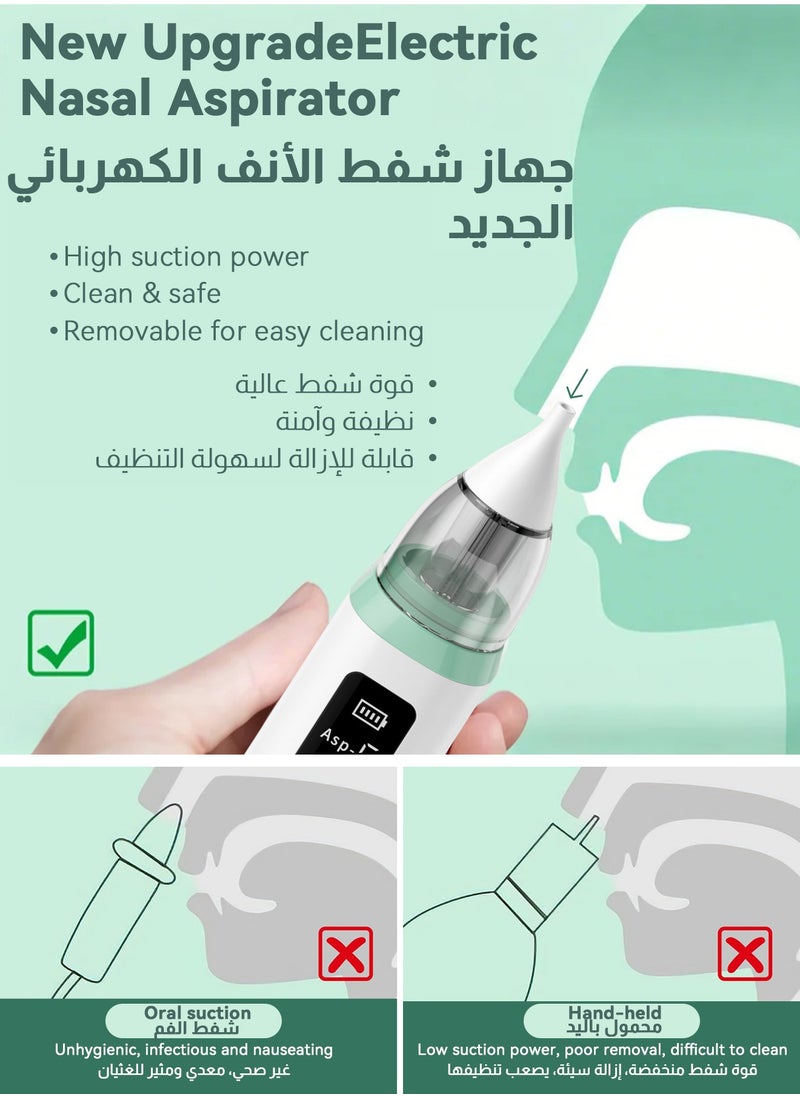ULHYC Electric baby silent nasal aspirator, 2 silicone heads and 6 suction levels, anti-regurgitation nasal discharge, healthy, safe and convenient, suitable for newborns and young children, with soothing music soothing function.  - Image 4