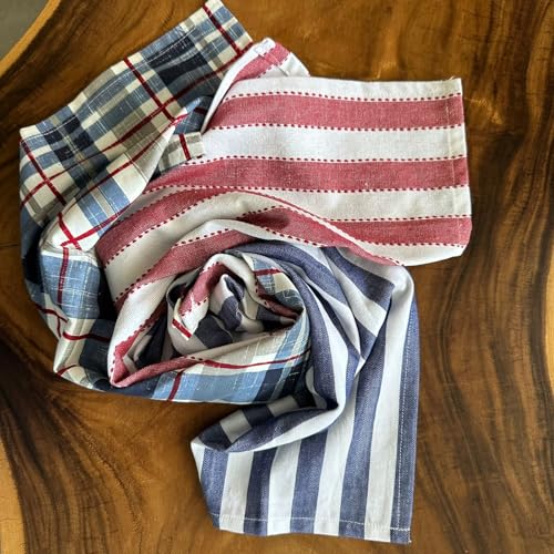 Oak & Lily Set of 3 Kitchen Napkins | Dish Towels | 100% Cotton | Premium European Quality | Washable, Large Size (40 * 60cm) Kitchen Cloth for Roti, Cleaning, Drying, Wiping | Blue Check Print - Image 4