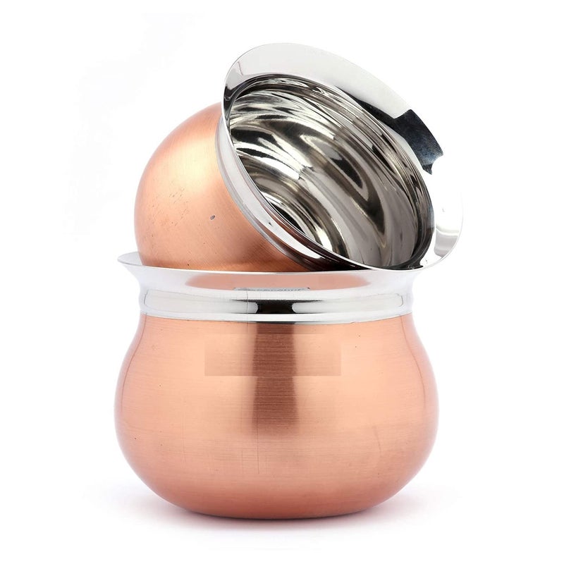 SHIV HOME WORLD Stainless Steel Copper Bottom Cross Teper Hindi Biryani Top Cookware Copper Special Handi 20G Size 3 Capacity 890 ML - Image 2
