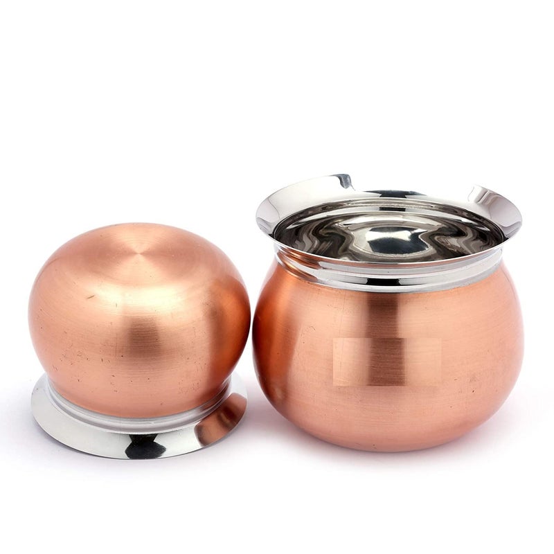 SHIV HOME WORLD Stainless Steel Copper Bottom Cross Teper Hindi Biryani Top Cookware Copper Special Handi 20G Size 3 Capacity 890 ML - Image 4