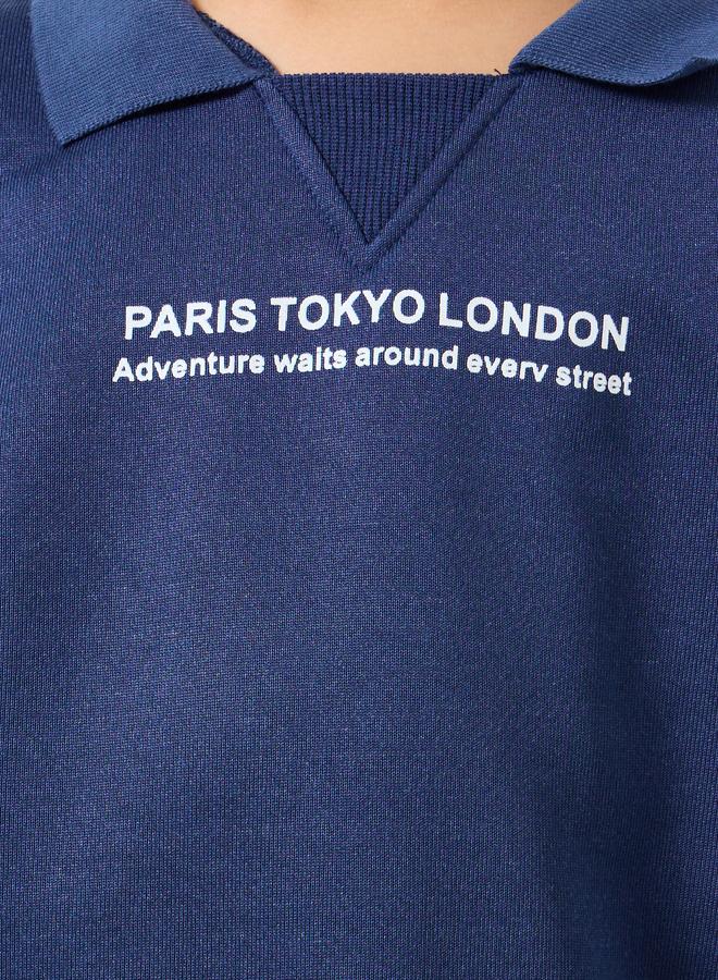 ستايلي طقم منسق من بنطال جوغر وسويت شيرت بطبعة كتابة - Image 3