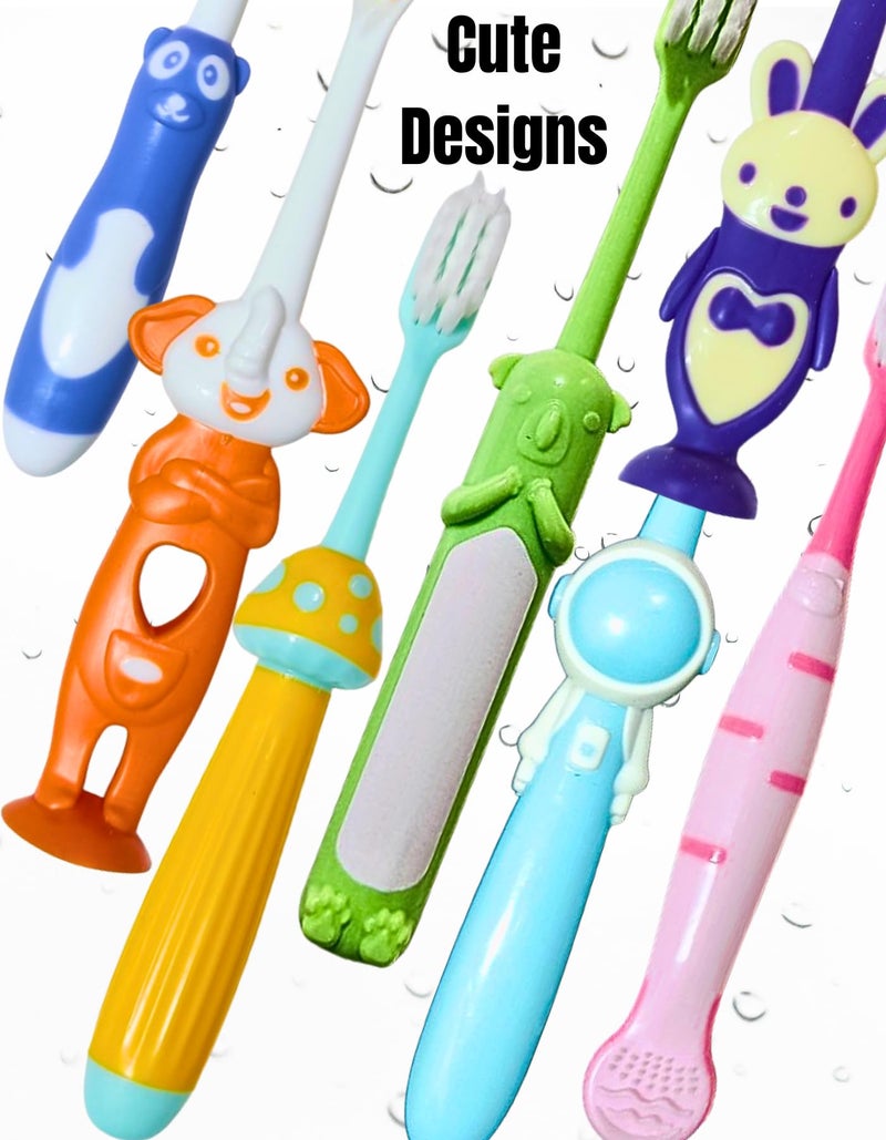 BigBro Kids Toothbrush with Soft Bristles Cartoon Designs Fancy Toothbrushes with Protection Cap and Cover for Age 2+ Children (Combo of 7 Different Toothbrushes + Protection Caps in a Jar) - Image 5