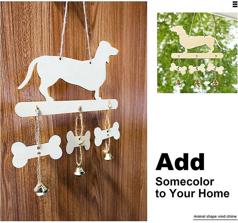 ويوبلز جرس رياح خشبي على شكل كلب داشهوند، زينة معلقة إبداعية، جرس رياح خشبي، قلادة جرس رياح خشبية على شكل كلب داشهوند، زينة جدارية إبداعية، للحديقة والفناء (قطعة واحدة) - Image 2