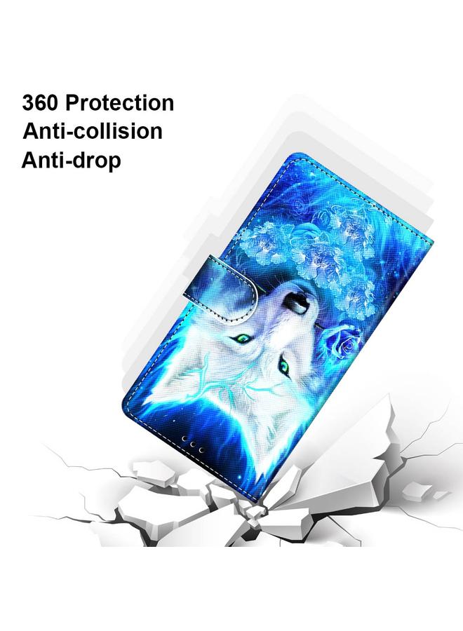 اس-توب جراب لهاتف Samsung Galaxy S22 Ultra 5G، جراب هاتف جلدي أفقي قلاب برسومات متقاطعة ملونة مع حامل وفتحات للبطاقات ومحفظة وحبل - Image 4