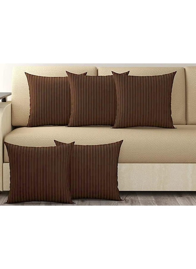 Trance Home Linen 200 TC Cotton Satin Striped Set of 5 Premium Cushion Covers for Sofa and Diwan | Throw Pillow/Small Cushion Pillow Covers - (18x18 inch | 45cmx45cm, Chocolate Brown) - Set of 5 - pzsku/Z09FB1E673CA130B7DC06Z/45/_/1737721124/18533cf2-0e0b-45b9-94ff-7d4396cd9d3b