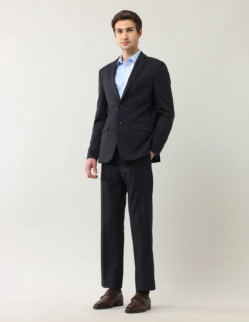 Arrow Dark Blue Tailored Fit Dobby Suit for Men | Best Price UAE