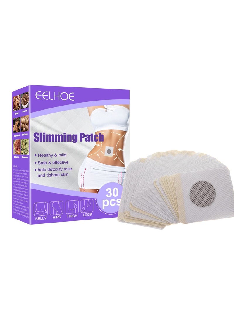 EELHOE 30Pcs Belly Patch, Toning Contouring Firming Patches, Sweatproof Patches,Waterproof Stickers for Women Girls, Belly Stickers for All People, Abedomen Pads for Legs (Purple ) - Image 1