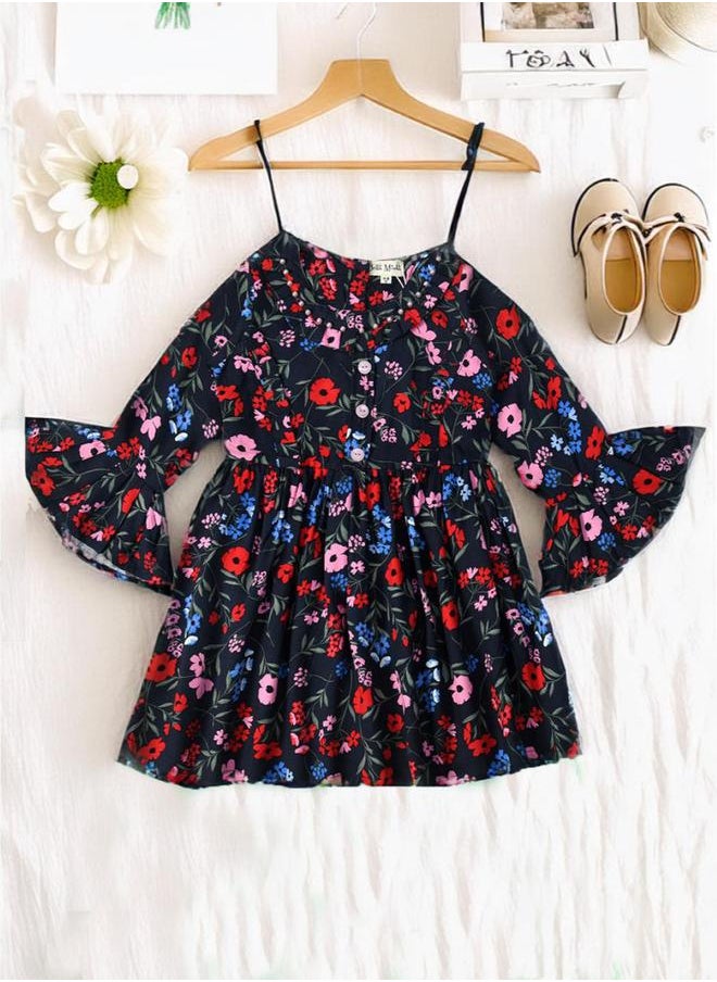 BELLA MODA - All-Over Floral Print Button Detail Dress by Styli - Image 1