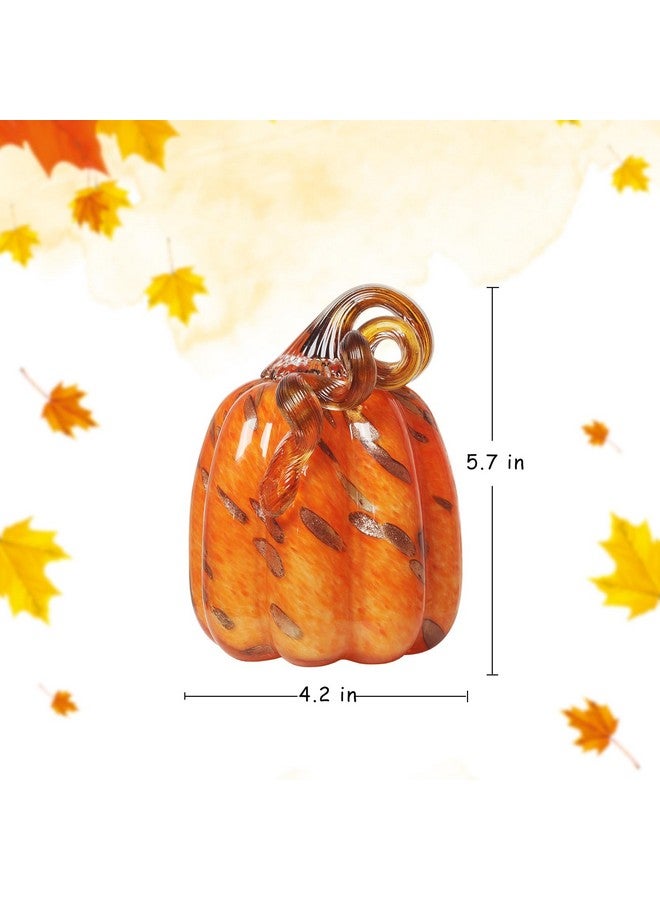 LONGWIN Hand Blown Glass Orange Pumpkin Figurines 4.2 X 5.7 Inch Crystal Fake Pumpkin Collectible Figurine Home Decorations For Tabletop/Halloween/Thanksgiving, Fall Harvest Decor - Image 3