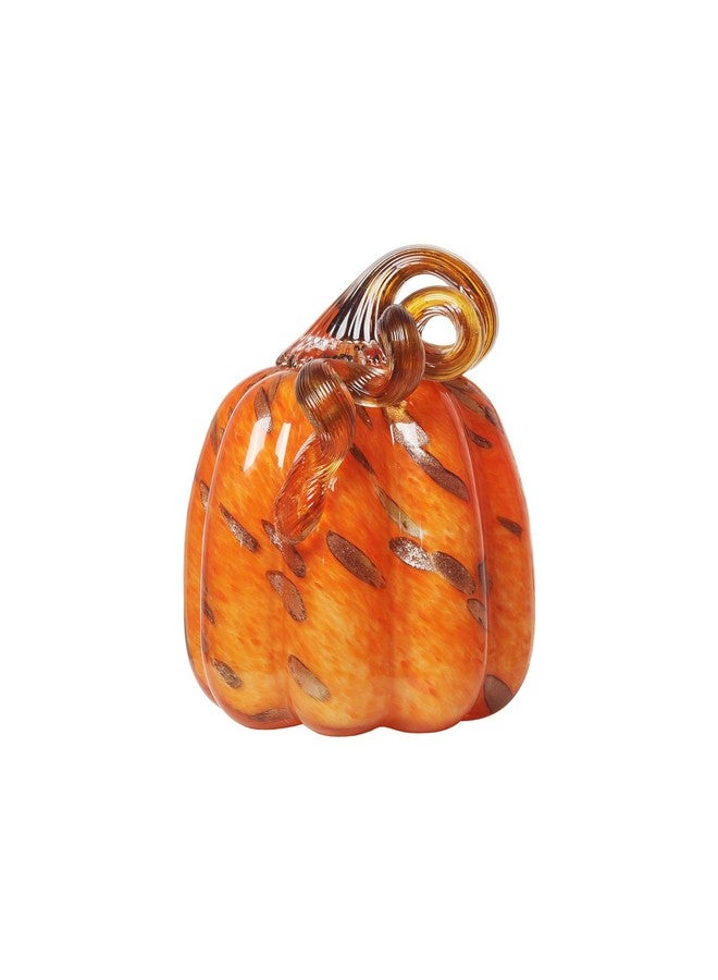 LONGWIN Hand Blown Glass Orange Pumpkin Figurines 4.2 X 5.7 Inch Crystal Fake Pumpkin Collectible Figurine Home Decorations For Tabletop/Halloween/Thanksgiving, Fall Harvest Decor - Image 1
