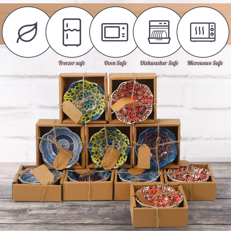 Yoande 12 Pcs 3.3 Inches Small Ceramic Bowls Wedding Favors for Guests Bulk Mexican Salsa Bowl Dipping Boho Pottery Dishes for Bridal Shower Gifts Rustic Souvenirs - Image 2