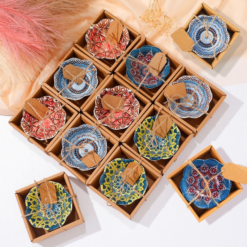 Yoande 12 Pcs 3.3 Inches Small Ceramic Bowls Wedding Favors for Guests Bulk Mexican Salsa Bowl Dipping Boho Pottery Dishes for Bridal Shower Gifts Rustic Souvenirs - Image 1