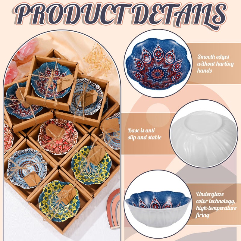 Yoande 12 Pcs 3.3 Inches Small Ceramic Bowls Wedding Favors for Guests Bulk Mexican Salsa Bowl Dipping Boho Pottery Dishes for Bridal Shower Gifts Rustic Souvenirs - Image 3