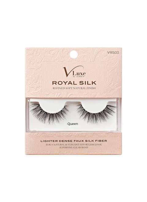 Vluxe False Lashes, Royal Silk Luxurious Eyelashes, Fluffy Wispy Eye Lashes, Super Natural Volume & Curl, Lightweight & Comfortable (Queen)