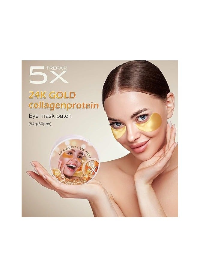 MOIKA 24K Gold Under Eye Collagen Mask Patches Anti Wrinkle Moisturizing Gel Pads Reduce Puffiness and Dark Circles Smooth Tired Eyes Repair Fine Lines Hydrating Eye Masks 30 Pairs in Jar - Image 5