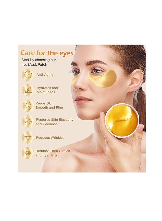 MOIKA 24K Gold Under Eye Collagen Mask Patches Anti Wrinkle Moisturizing Gel Pads Reduce Puffiness and Dark Circles Smooth Tired Eyes Repair Fine Lines Hydrating Eye Masks 30 Pairs in Jar - Image 3