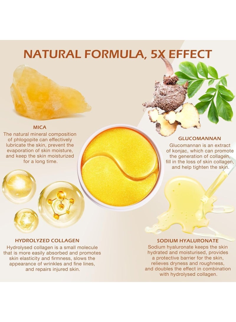MOIKA 24K Gold Under Eye Collagen Mask Patches Anti Wrinkle Moisturizing Gel Pads Reduce Puffiness and Dark Circles Smooth Tired Eyes Repair Fine Lines Hydrating Eye Masks 30 Pairs in Jar - Image 2