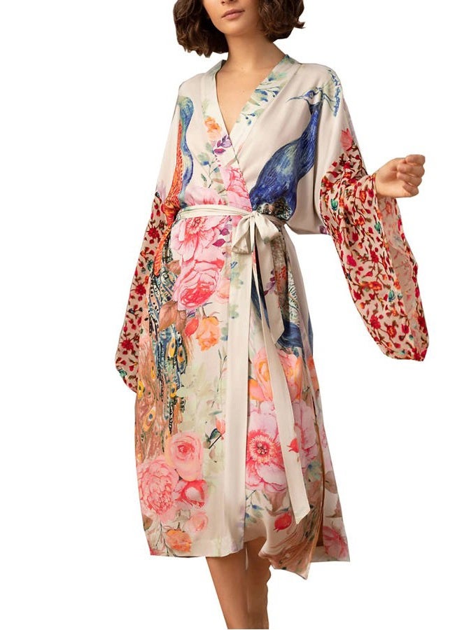 YouKD Women's Summer Cardigan Maxi Boho Dress Beach Coverup Robe Long Kimono One Size - Image 1