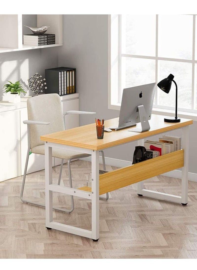XiuWoo - Computer Study Desk with Bookshelf Large Home Office Desk with Storage and Shelf Industrial Study Writing Drawing Table with Space Saving Design Modern Simple Style Laptop Table 120x45x72cm - Image 1