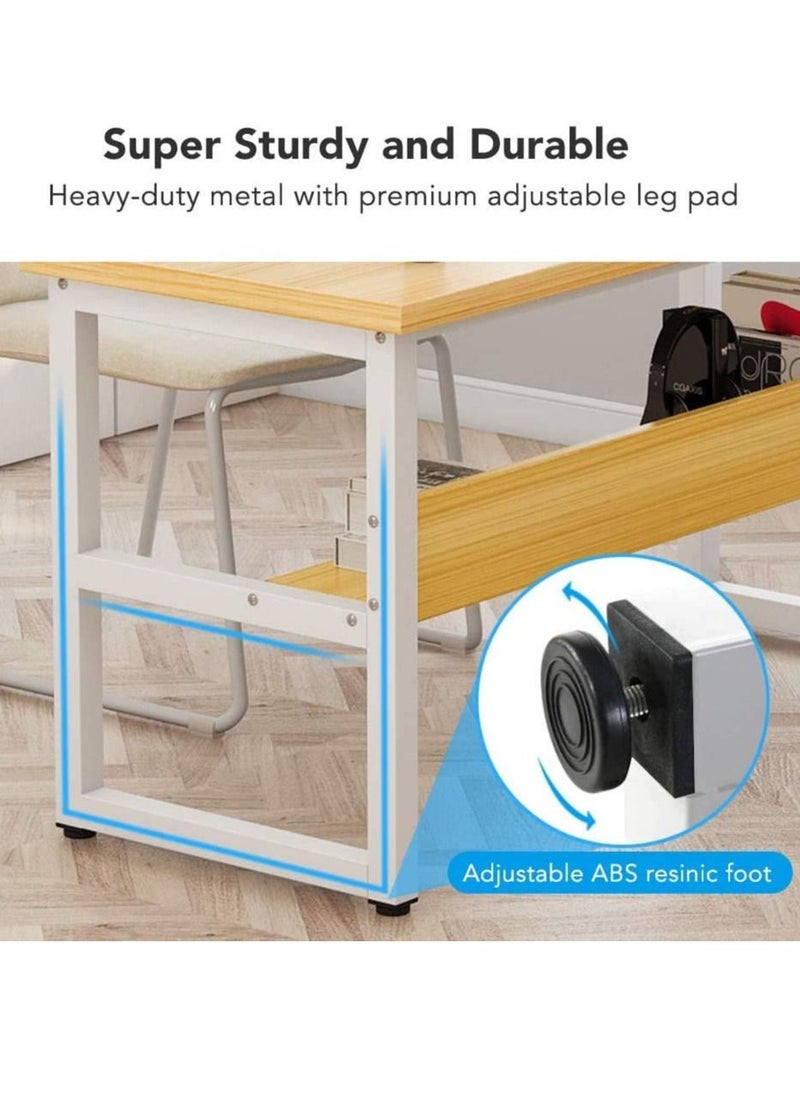 XiuWoo - Computer Study Desk with Bookshelf Large Home Office Desk with Storage and Shelf Industrial Study Writing Drawing Table with Space Saving Design Modern Simple Style Laptop Table 120x45x72cm - Image 1