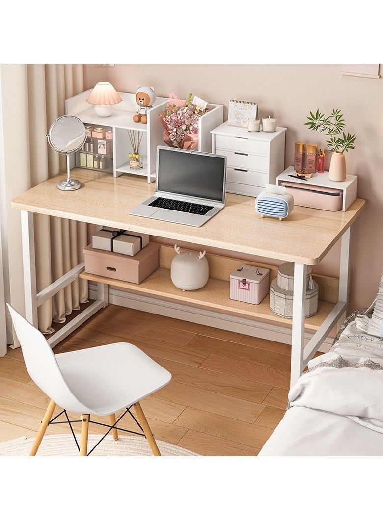 XiuWoo - Computer Study Desk with Bookshelf Large Home Office Desk with Storage and Shelf Industrial Study Writing Drawing Table with Space Saving Design Modern Simple Style Laptop Table 120x45x72cm - Image 1