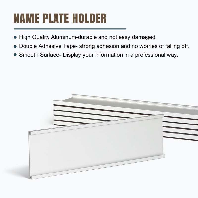 Lenink 6 Pack Name Plate Holder, Wall Mount Office Door Name Plate Holder for Meeting Room, Business Department, Warning Area 8â€ X 2â€ (Silver) - Image 2