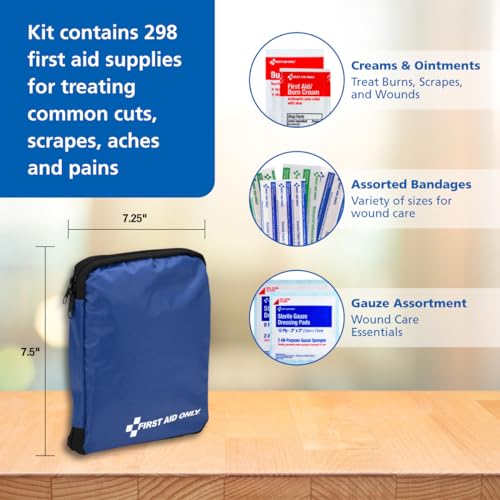 First Aid Only 299 Piece All-Purpose Emergency First Aid Kit for Home, Office, Car, Apartment, Dorm, and Camping, Travel-Friendly Compact Pouch Fits in Backpacks, Suitcases, Cabinets, and Drawers - Image 4
