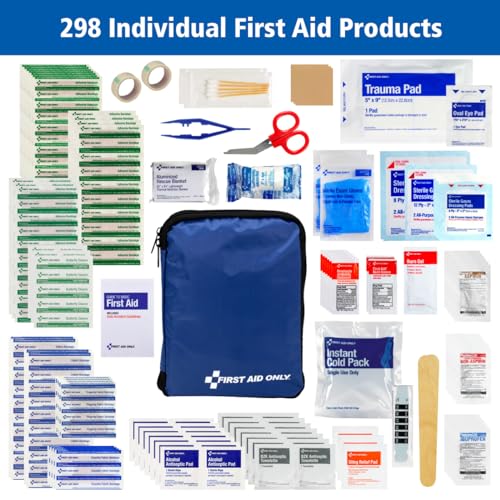First Aid Only 299 Piece All-Purpose Emergency First Aid Kit for Home, Office, Car, Apartment, Dorm, and Camping, Travel-Friendly Compact Pouch Fits in Backpacks, Suitcases, Cabinets, and Drawers - Image 3