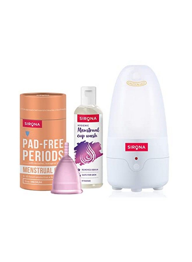 Sirona Reusable Menstrual Cup For Women Medium With Natural Menstrual Cup Wash 100 Ml & Menstrual Cup Sterilizer ; Clean Your Period Cup Effortlessly Kills 99% Of Germs In 3 Minutes - Image 2