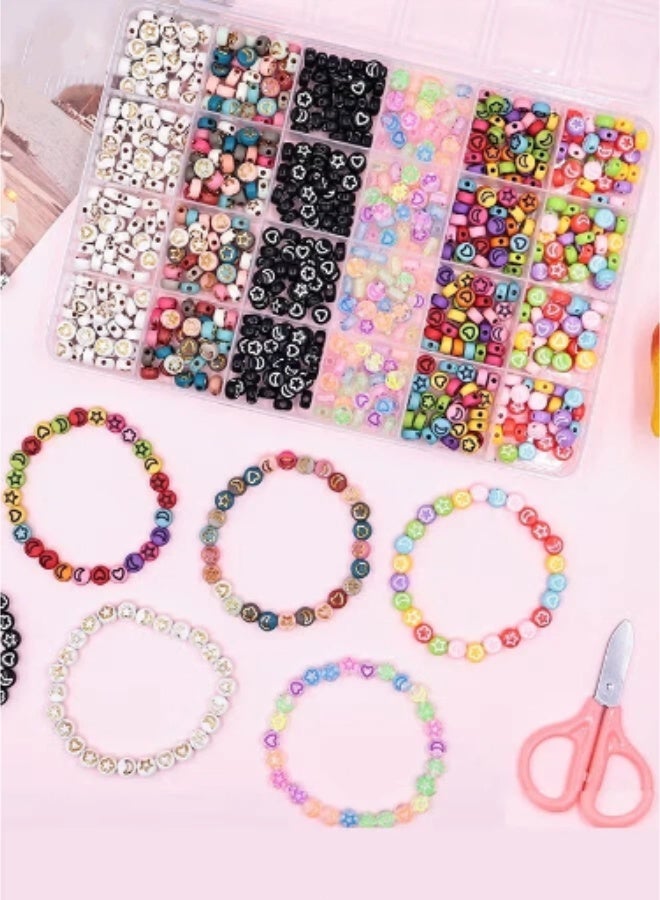 Anfan 600 Pcs Star & Moon Beads Set | DIY Jewellery Making Kit with Charms, Bracelet & Necklace Craft Supplies, Ideal Handcraft Gift for Girls & Kids - Image 4
