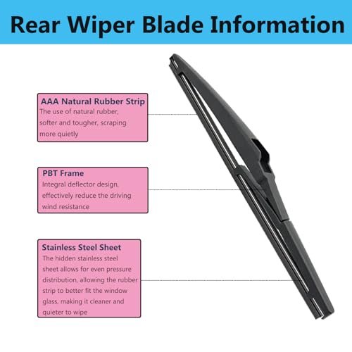 DAZOM Rear Wiper Blade Arm Set Replacement for Hyundai Accent Hatchback 2012-2018, Kia Sorento 2011-2014, Kia Rio Hatchback 2011-2017 Back Glass Wipers, Factory OE Style Rear Windshield Wiper Arm & Blade - Image 4