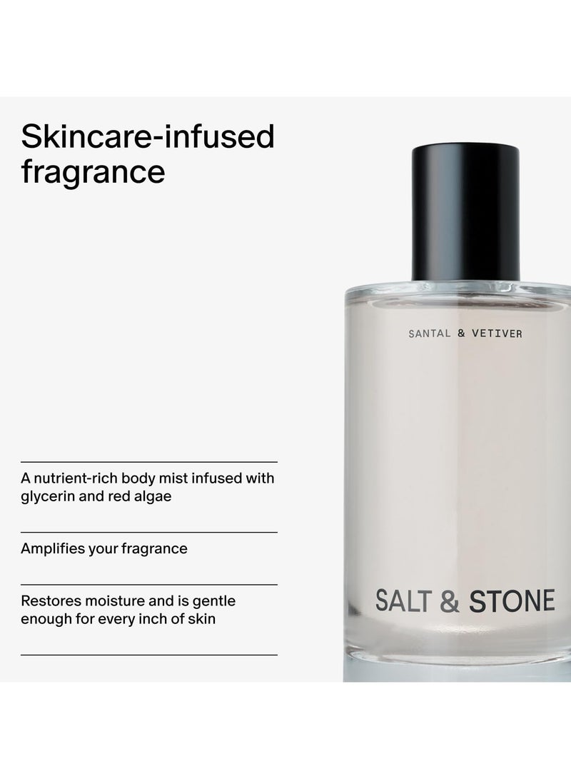 Salt & Stone Body Mist, Santal & Vetiver Scent, Skincare Infused Perfume Hair & Body Spray for Women and Men, Hydrating Fragrance with Glycerin and Red Algae, Vegan, Cruelty Free, 3.4 fl oz - Image 4