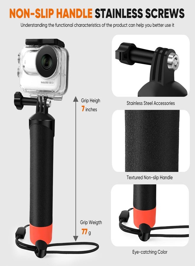 LEWOTE Waterproof Case&Floating Hand Grip Compatible with Insta360 GO 3S, Protective Underwater Dive Housing Shell with Bracket Accessories - Image 5
