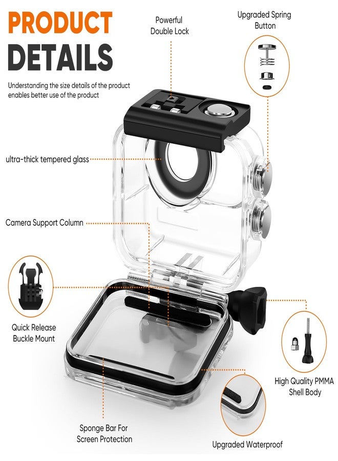 LEWOTE Waterproof Case&Floating Hand Grip Compatible with Insta360 GO 3S, Protective Underwater Dive Housing Shell with Bracket Accessories - Image 4