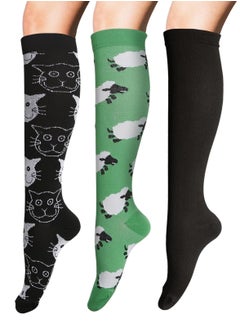Compression Socks for Women, 3 Pairs Circulation 20-30mmHg, Best for Running, Nurses, Pregnant, Sports and Athletic, S/M