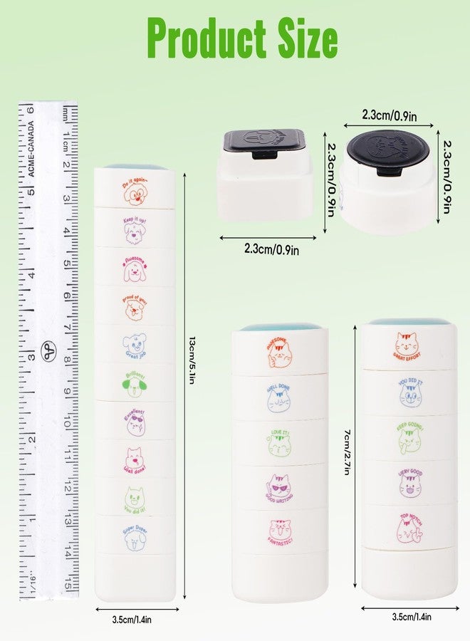WEJOIN 5-Layer Stackable Self Inking Teacher Stamps, Cute Cat Design & Colorful Ink, Fun Grading Stamps for Encouragement, Classroom Must Haves for Elementary Teachers - Image 2